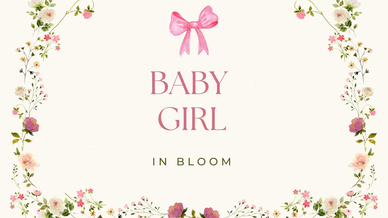 Baby Girl in Bloom 🌸 2 Hour Minimal Floral Baby Shower Party Screen (No Music) | Pink TV Background