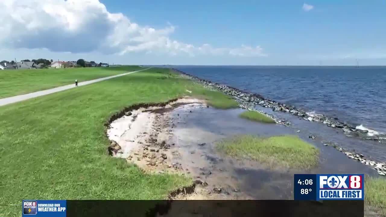 Erosion of Kenner's levee along Lake Pontchartrain being examined by