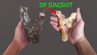 Make a GREAT Rubber Slingshot from a log