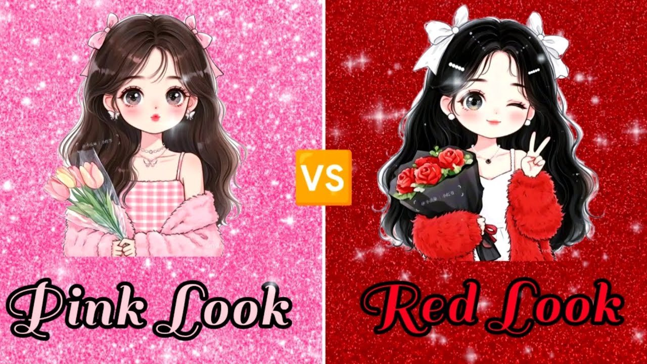 💝Pink look🆚red look❤dress👗purse👛heels👠nails💅#trending #viral #video 