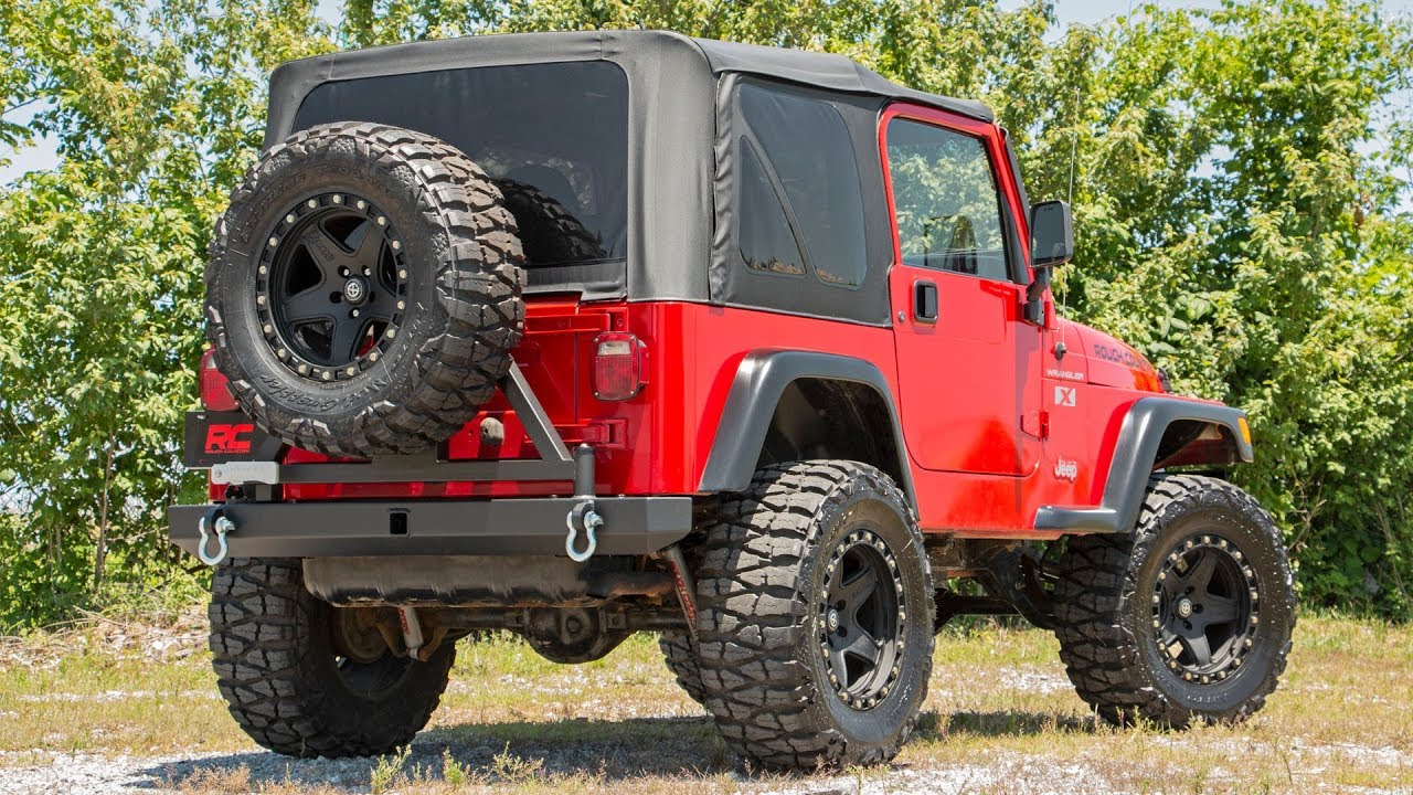 systems biology Jeep Wrangler YJ/TJ Classic Full Width Rear Bumper w/ Tire Carrier by Rough Country