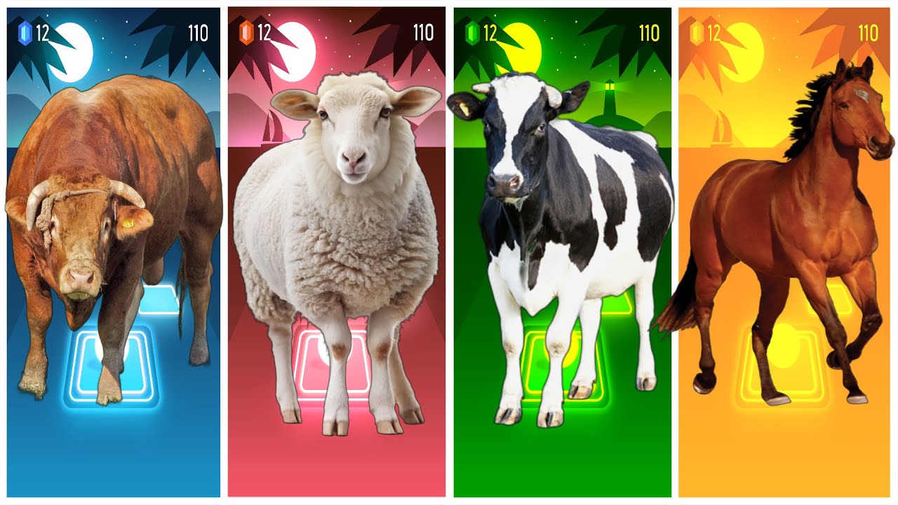 Funny Bull🐂🆚Funny Sheep🐏🆚Funny Cow🐄🆚Funny Horse🐎🔴Tiles Hop EDM Rush