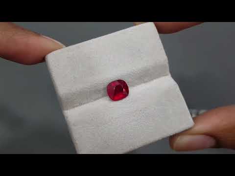 Unheated Pigeon's Blood ruby 2.05 carats in cushion cut, Mozambique Video  № 3