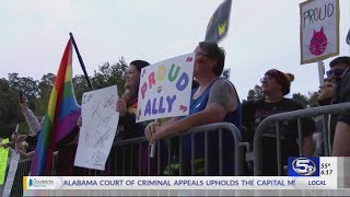 Protestors at Drag Queen Story Hour in Mobile