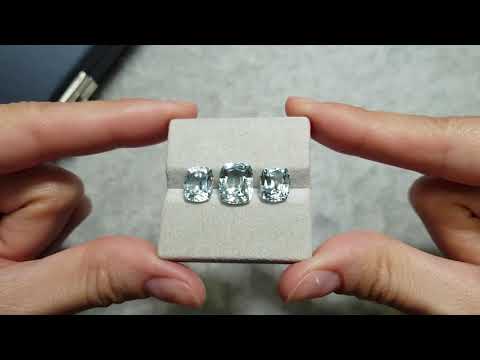 Set of cushion cut African aquamarines 10.35 carats Video  № 1