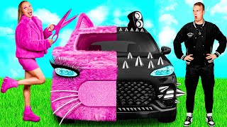 गुलाबी कार बनाम काली कार चुनौती | शरारत युद्ध Fun Challenge