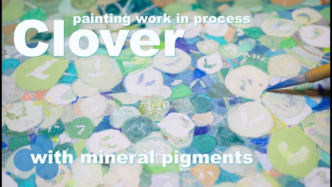 【日本画】岩絵具で描くクローバー / Clover painted with mineral pigments