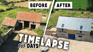 TIMELAPSE 365 days of BARN RENOVATION before/after