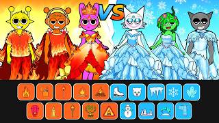 👻Paper DIY👻 Sprunki Fashion Contest BUT Cool As Ice VS Warm Like Fire | DIY kertas buku 👻