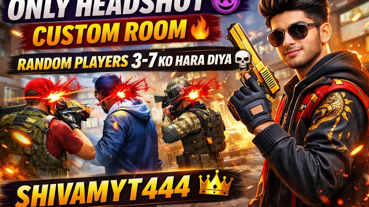 Free Fire MAX Custom Room 😈 Only Headshot Challenge | Random Players 3–7 KO Haraya 🔥  