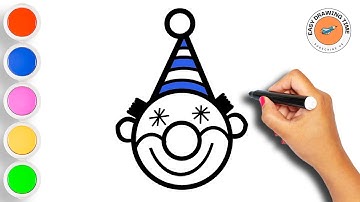 How to Draw a Friendly Clown Face for Kids and Toddlers - Step-by-Step Tutorial