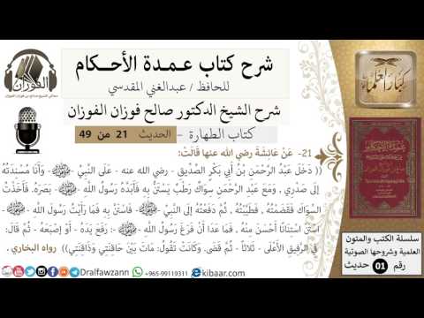 19-عمدة الأحكام-كتاب الطهارة- حديث 21-حديث عائشة,دخل عبدالرحمن بن ابي بكر ...
