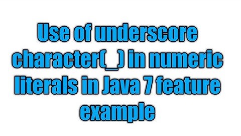 Java 7 feature:Underscores in Numeric Literals