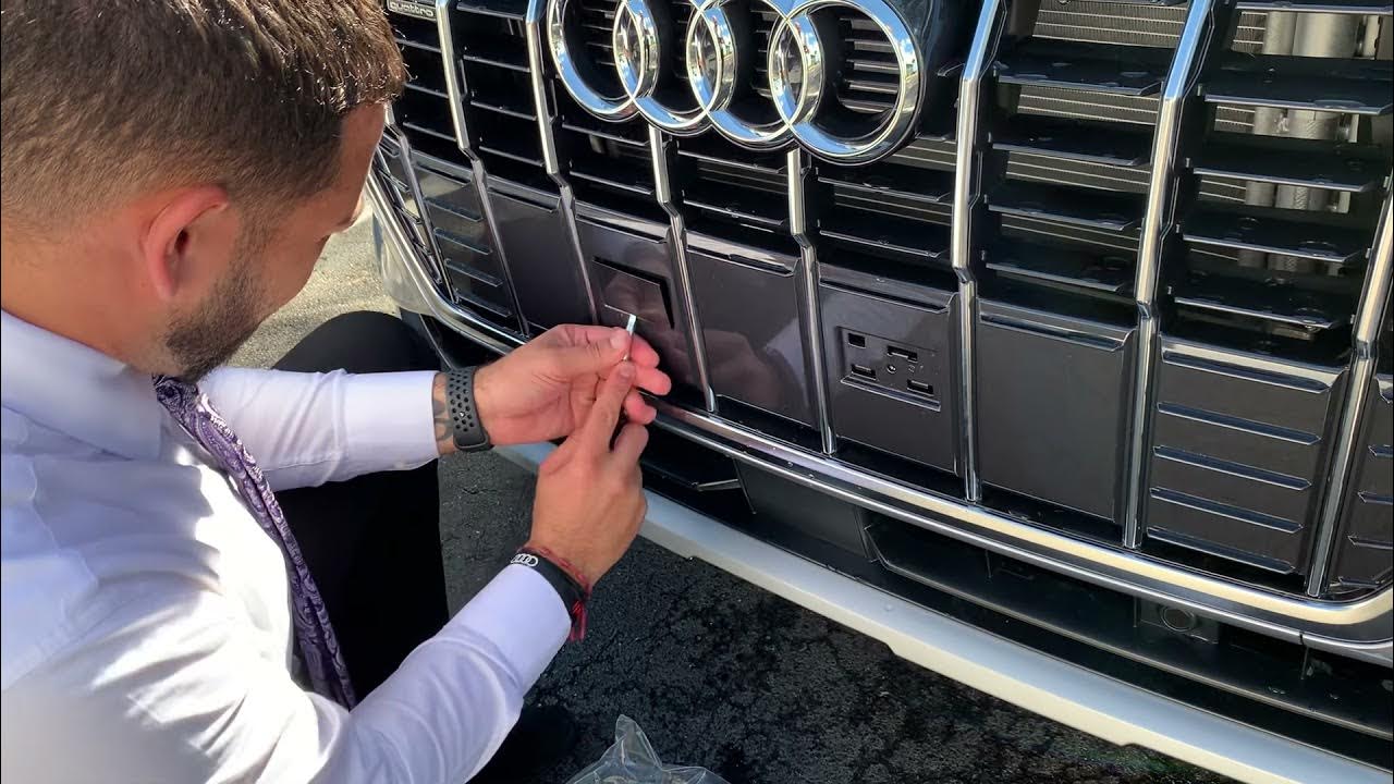 How to install a front license plate bracket on a 2019 2020 2021 Audi