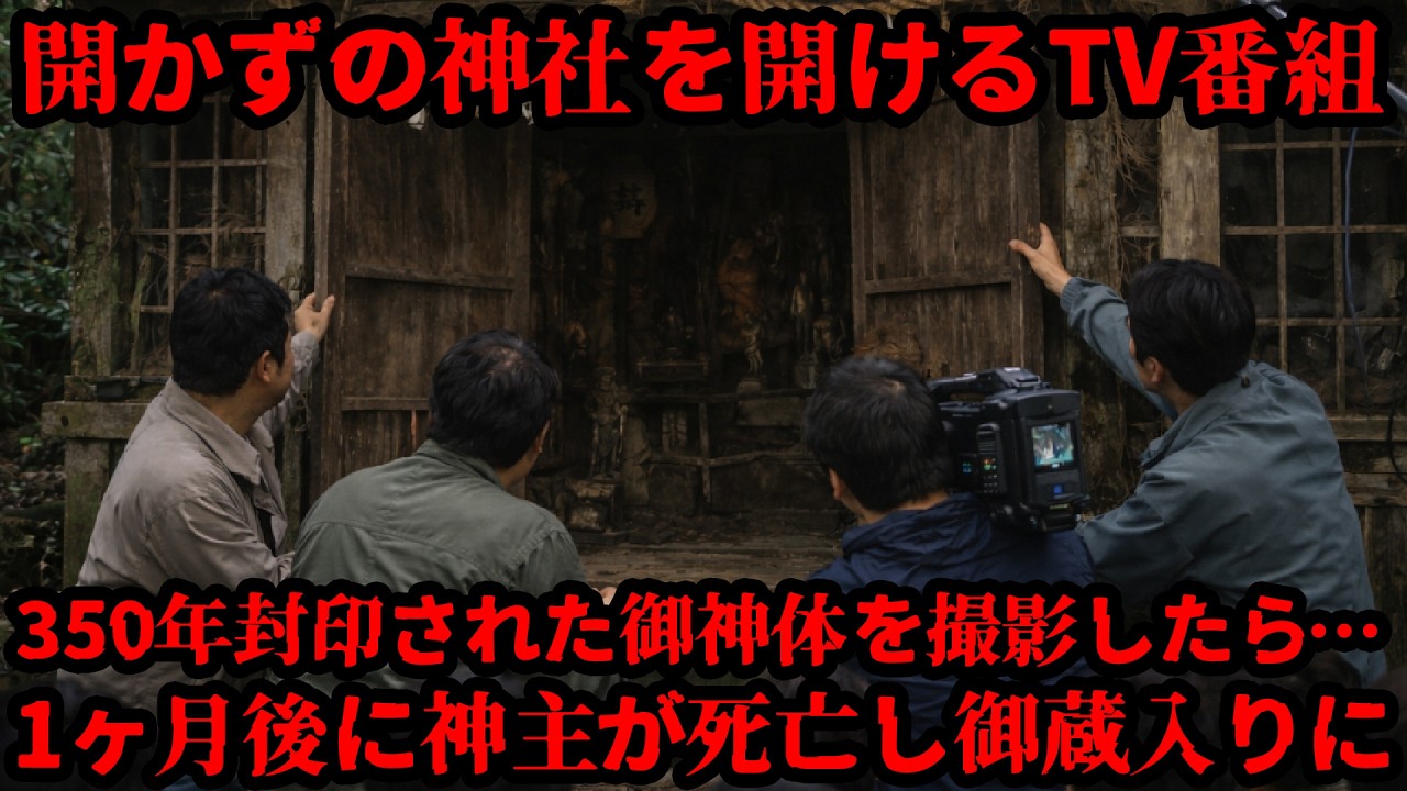【怖い話】350年封印される御神体が祀られる神社を開けた某番組…撮影中に恐ろしい事件が発生し緊急事態で御蔵入りになったロケ現場…