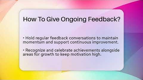 How To Give Ongoing Feedback? - The Personal Growth Path