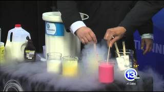 Liquid nitrogen ice cream on a stick