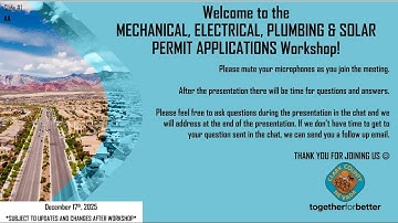 Mechanical, Electrical, Plumbing, and Solar Permit Applications Workshop 12/17/2025