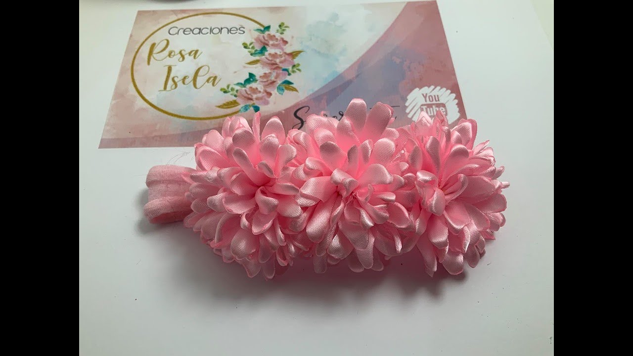 Flor mini peonia en bandita VIDEO No.789 Creaciones Rosa Isela