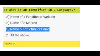 What is an Identifier in C Language  C Programming MCQs and Answer #shortvideo #shots #shorts