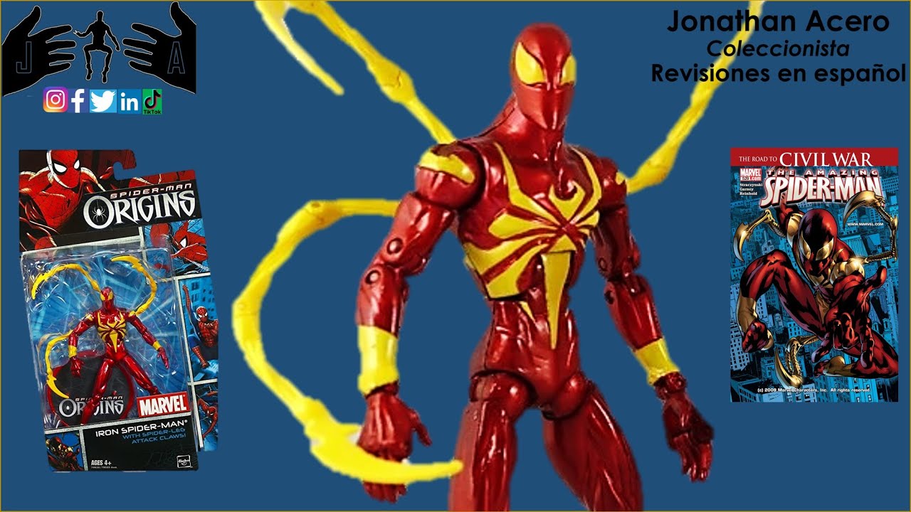 Querer asesino Cabeza IRON SPIDER Spider-man Origins series Toy review Juguete Revisión en  Español Jonathan Acero - YouTube