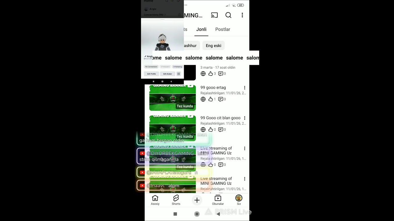 Live streaming of MINI GAMING Uz