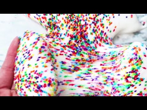 How to make slime without borax - Rainbow Explosion Slime, Sprinkles in Slime