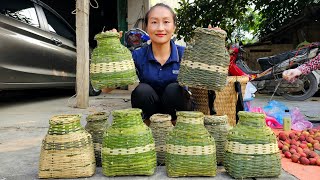 FULL VIDEO: Bamboo basket weaving process | Harvest banana, litchi fruit, goes to market sell