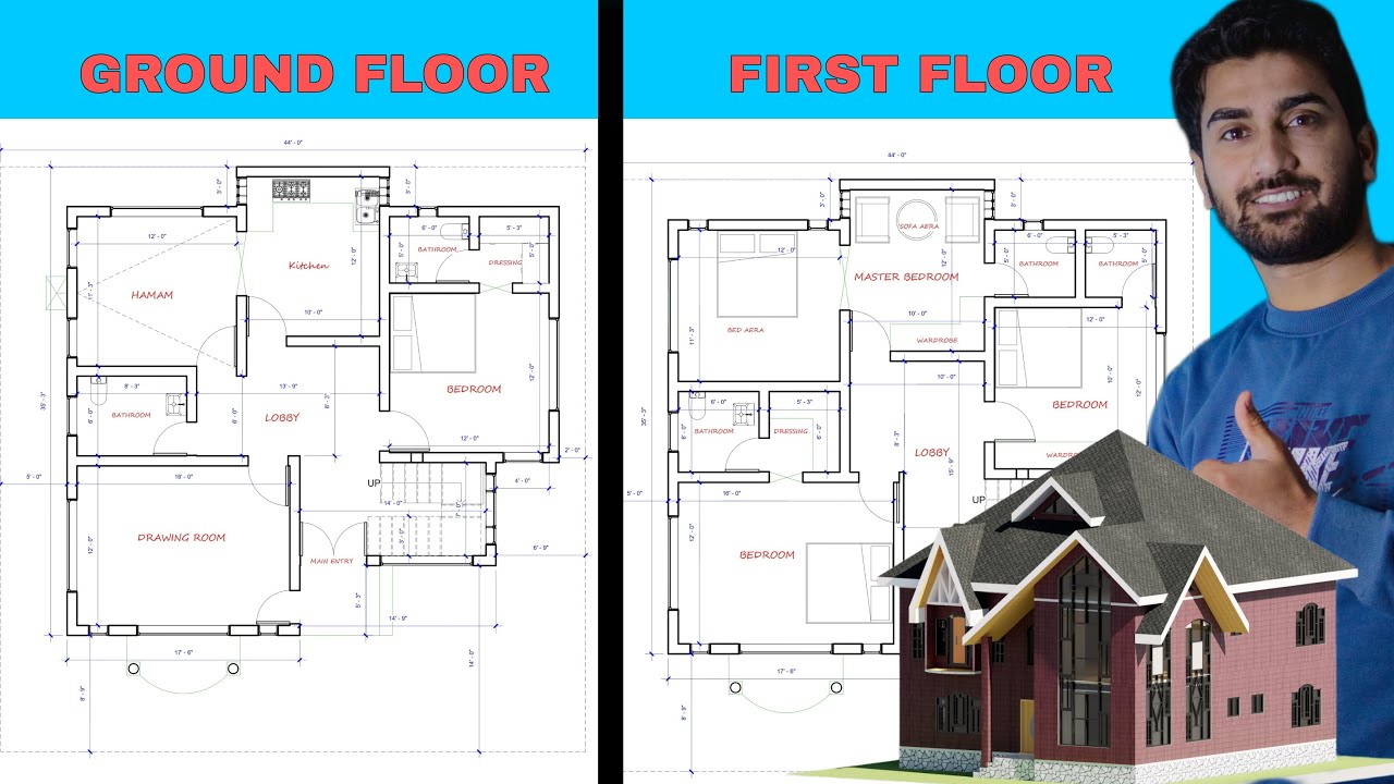 Home Plan Ground floor and First floor - YouTube