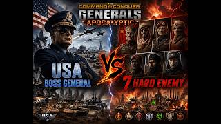 Command &amp; Conquer  Generals Apocalyptic Mod USA BOSS GENERAL VS 7 HARD ENEMY