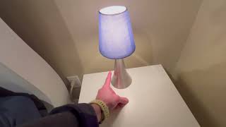 Simple Designs Valencia Colors 2 Pack Mini Touch Table Lamp Set with Fabric Shades