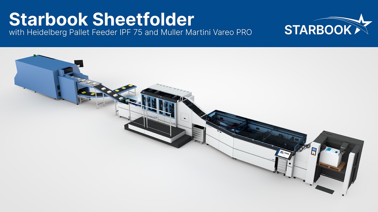 Starbook Sheetfolder with Heidelberg Pallet Feeder IPF 75 and Muller Martini Vareo PRO