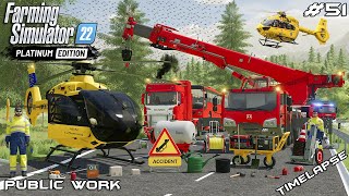 RESCUING FLIPPED BUS FROM THE AUTOBAHN with ADAC | Public Work | Farming Simulator 22 | Episode 51
