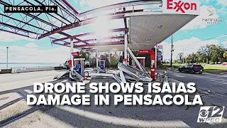 Hurricane Isaias drone video shows damaged businesses, blocked roads