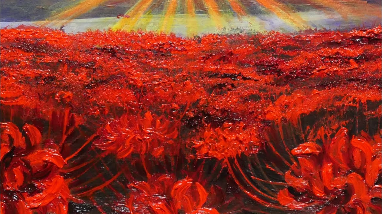 油絵 絵画 【彼岸花の朝日】 油絵 絵画 【彼岸花の朝日】 絵画 HR 通販 16767944｜Creema