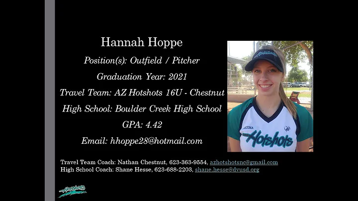 Hannah Hoppe Softball Skills Video - 2021 Outfield...