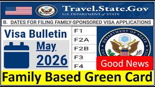 Good News Visa Bulletin May 2026 For Family Based Green Card F1, F2A, F2B, F3 And F4 Visas.