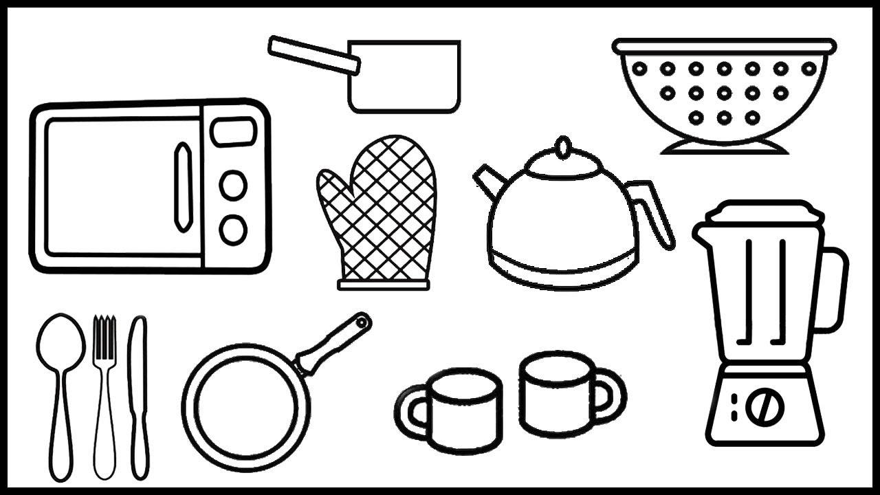 How to Draw A Kitchen Utensils, Draw A Kitchen Set, Easy Drawing For Kids