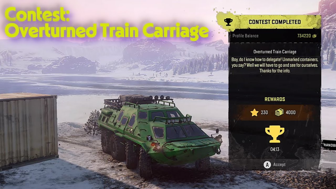 Lake Kovd - Contest: Overturned Train Carriage - SnowRunner Play Through Part 310