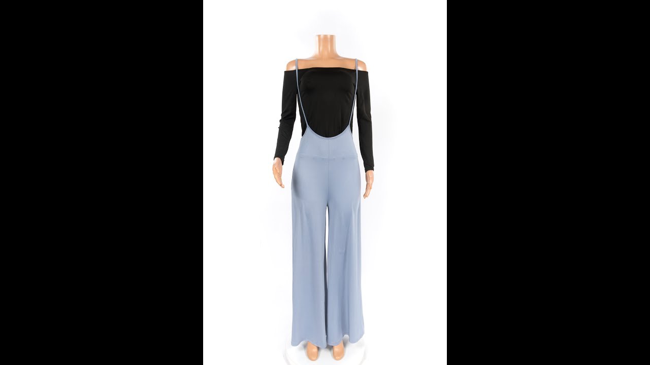 Casual Word Shoulder Top&Loose Pants Two Piece Set Jumpsuit Wholesale