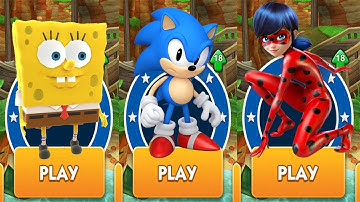 Sonic Dash - Classic Sonic vs All Bosses vs SpongeBob: Sponge On The Run vs Miraculous Ladybug