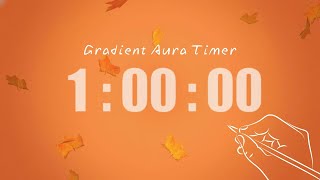 🍂 1 Hour Silent Study Timer | Soft Alarm Only | Autumn Orange Aura Aesthetic 🍊 | ADHD-Friendly