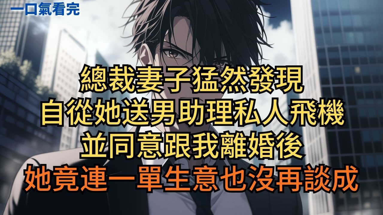 總裁妻子猛然發現，自從她送男助理私人飛機，並同意跟我離婚後，她竟連一單生意也沒再談成… #小说 #爽文