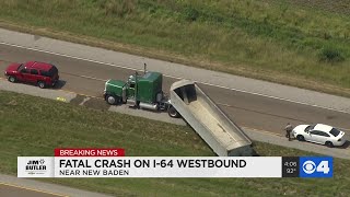Deadly crash closes I-64 in St. Clair County near New Baden