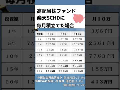 楽天SCHD 高配当株　配当金シュミレーション　米国株