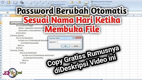 Cara Memberi Password Pada File Excel Yang Bisa Berubah Otomatis setiap hari