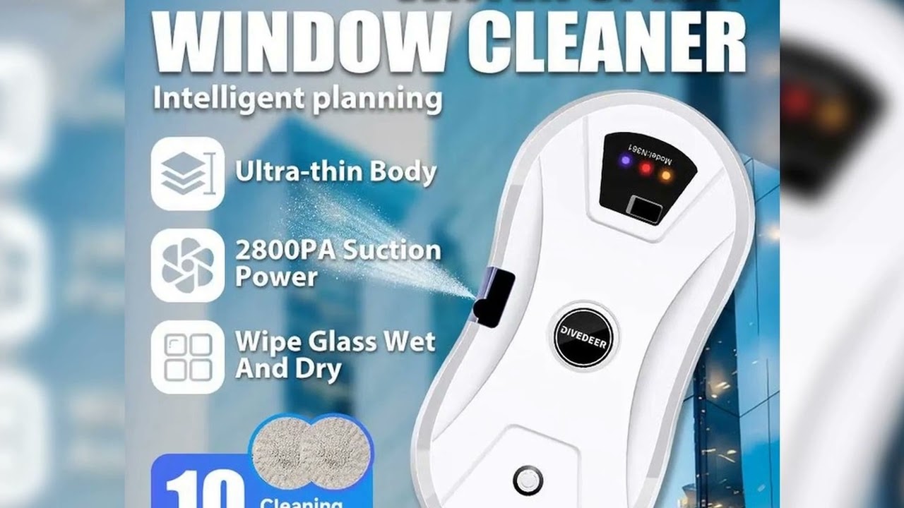 A must-have product! DIVEDEER Window Cleaner Robot Water Spray Automatic Water Spray Function Anti