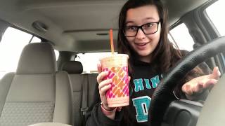 TRYING THE NEW DUNKIN DONUTS RED VELVET LATTE.