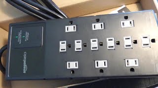 AmazonBasics 12 Outlet Surge Protector with 10 Feet Cord, 4350 Joul...