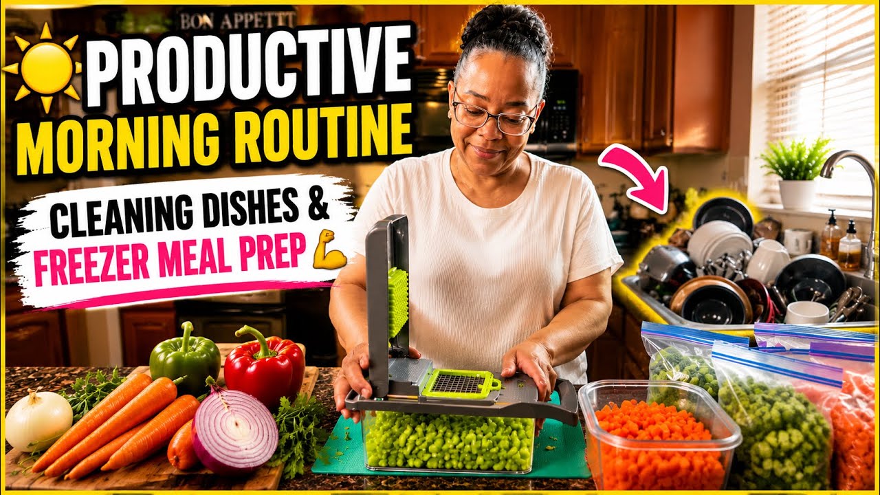 Restaruant Morning Routine Productive Morning Routine ☀️ Cleaning Dishes & Freezer Meal Prep 💪🥕 ...